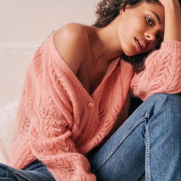 Sezane Augustino Jumper in Peach Pink - Picture 2 of 9